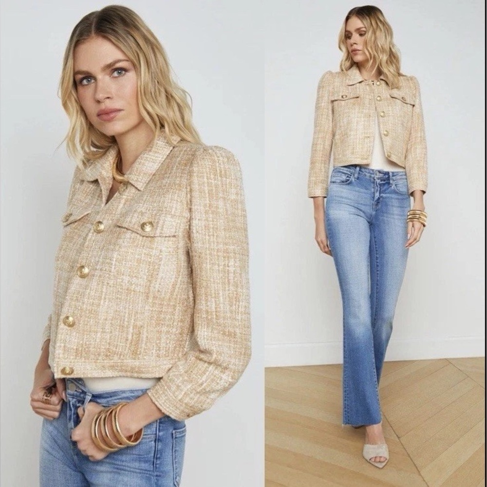 NWT $595 L'Agence Kasey Tweed Crop Jacket